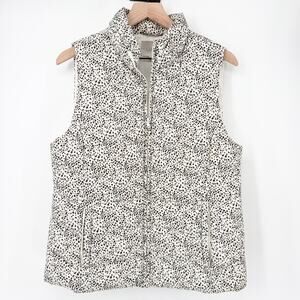Ann Taylor LOFT Leopard Print Whisper White Puffer Vest Women's Size M EUC Ski
